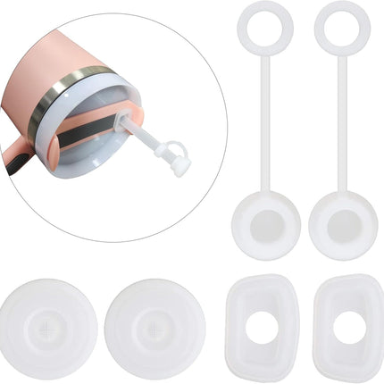 Spill-Proof Silicone Accessory Set for Stanley Cups - Includes Straw Covers, Round and Square Leak Stoppers - Anti-Dust Tumbler Accessories.