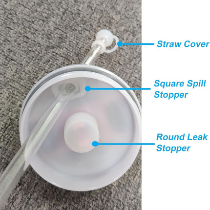 Spill-Proof Silicone Accessory Set for Stanley Cups - Includes Straw Covers, Round and Square Leak Stoppers - Anti-Dust Tumbler Accessories.