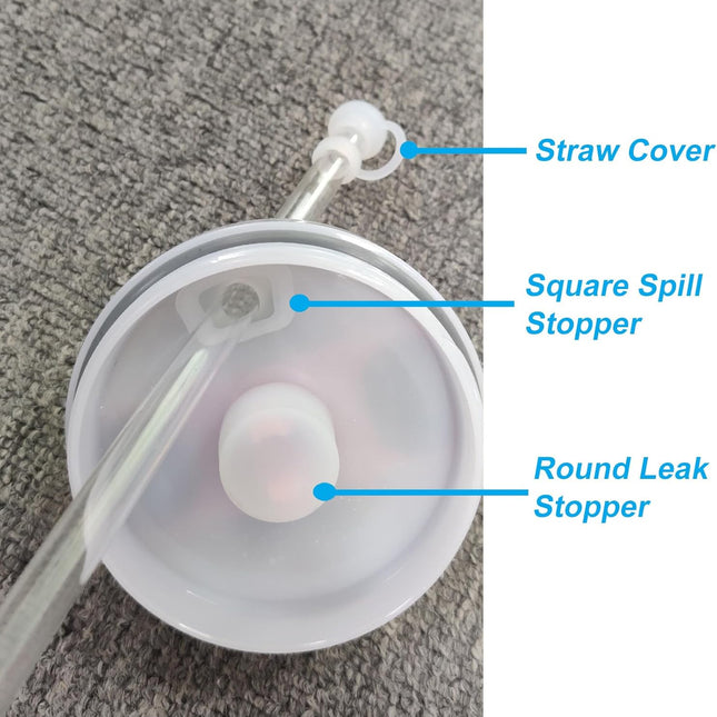 Spill-Proof Silicone Accessory Set for Stanley Cups - Includes Straw Covers, Round and Square Leak Stoppers - Anti-Dust Tumbler Accessories.