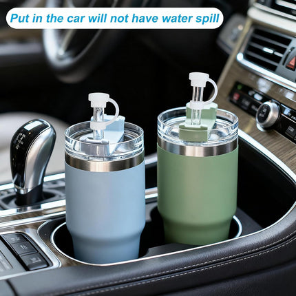 Spill-Proof Silicone Accessory Set for Stanley Cups - Includes Straw Covers, Round and Square Leak Stoppers - Anti-Dust Tumbler Accessories.
