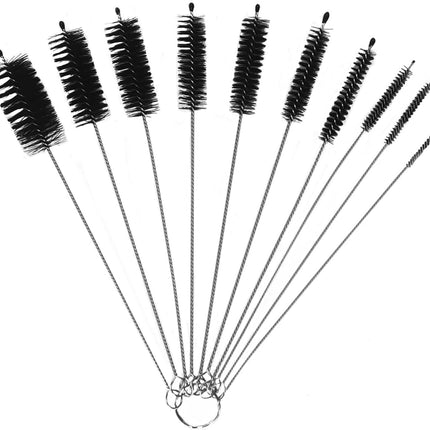 Straw Cleaner Brush Set, Shower Head Cleaner Tool, Nylon Pipe Tube Cleaner 8-inch 10 Different Diameters Set for Tumbler, Water Bottle, Sippy Cup, Sinks and Hummingbird Feeders.