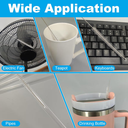 Straw Cleaner Brush Set, 6-Piece Set of Long Cleaning Brushes for Tumbler, Water Bottle, Sippy Cups, Pipes, Tubes, Stainless Steel Drinking Straws, Glass Silicone Metal Straws or Hummingbird Feeders.