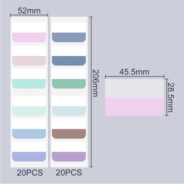 240 Pcs Colored Index Tab 1"x1.8" Large Book Sticky Tabs Repositionable Page Tabs Flags Page Markers Labels for Notebooks, Filing, Classification,12 Colors.