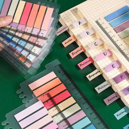 1200 Pcs Sticky Annotation Tabs Morandi Sticky Note Tabs Writable and Translucent Reminder Tabs with Ruler for Marking Page Notes Book Files.