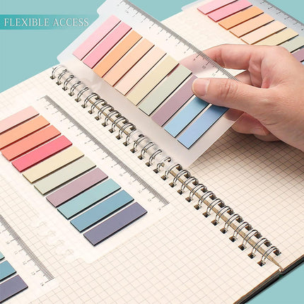 1200 Pcs Sticky Annotation Tabs Morandi Sticky Note Tabs Writable and Translucent Reminder Tabs with Ruler for Marking Page Notes Book Files.