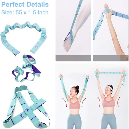 Nitpicker Stretching Straps Hamstring Stretcher Device Elastic Exercise Band Yoga mat Carrying Straps Leg Exercise Equipment Stretching Strap with Loops for Flexibility Stretch Strap 11 Loops.