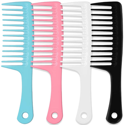 MODENGKGJIAN 4PCS Wide Tooth Detangling Comb, Large Hair Styling Comb for Curly, Wet, Lg Hair (Multi-colored, Polypropylene, Handgrip).