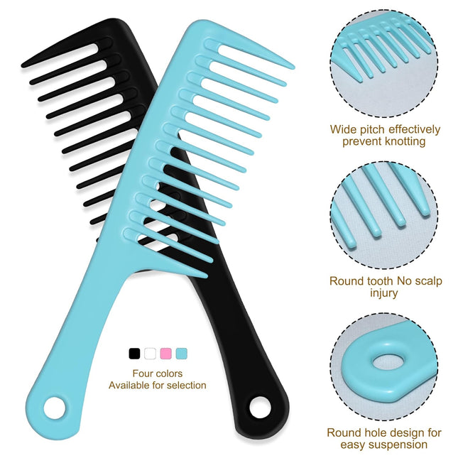 MODENGKGJIAN 4PCS Wide Tooth Detangling Comb, Large Hair Styling Comb for Curly, Wet, Lg Hair (Multi-colored, Polypropylene, Handgrip).