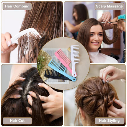 MODENGKGJIAN 4PCS Wide Tooth Detangling Comb, Large Hair Styling Comb for Curly, Wet, Lg Hair (Multi-colored, Polypropylene, Handgrip).