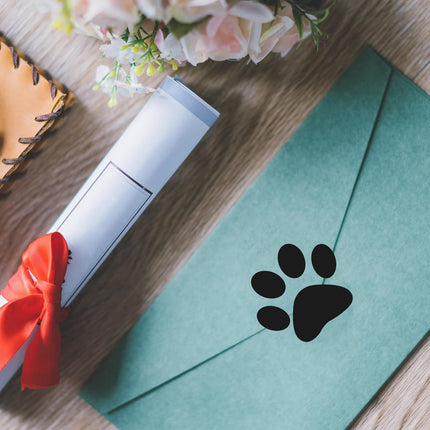 Paw Stickers - Paw Prints Stickers 500Pcs 1.5Inch Puppy Dog Bear Paw Prints Sticker Self Adhesive Clear & Black Paw Patrol Sticker Roll for Birthday Party Envelope Seal Card Gift Packaging.