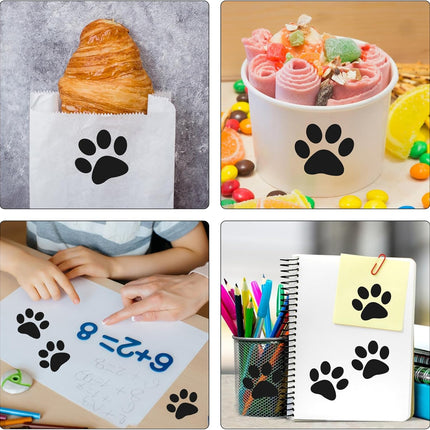 Paw Stickers - Paw Prints Stickers 500Pcs 1.5Inch Puppy Dog Bear Paw Prints Sticker Self Adhesive Clear & Black Paw Patrol Sticker Roll for Birthday Party Envelope Seal Card Gift Packaging.