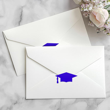 Graduation Cap Stickers 2026 - Blue Graduation Hat Stickers Self-Adhesive Graduations Envelope Seal Sticker 420Pcs Congrats Grad Cap Sticker Class of 2026 for Senior College Grad Party Favor.