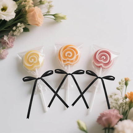 Twist Tie Bows 5x7Inch - 30Pcs Premade Black Gift Bow for Cake Gift Wrapping Balloon Craft Treat Bag Black Satin Ribbon Bows for Wedding Baby Shower Birthday Party Halloween Christmas Decor.