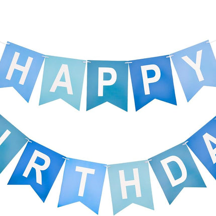Happy Birthday Banner Large - NO DIY Blue Happy Birthdays Banner Sign Happy Birthday Party Paper Hang Decoration Happy Birthdays Banners Bunting for Men Boy Sea Theme Celebration Party Backdrop.
