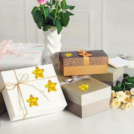 Holographic Gold Star Stickers for Kids Reward - 500Pcs 1.5Inch Shiny Self-Adhesive Metallic Glitter Foil Stickers for DIY, Homework, School, Classroom, Teacher Supply.