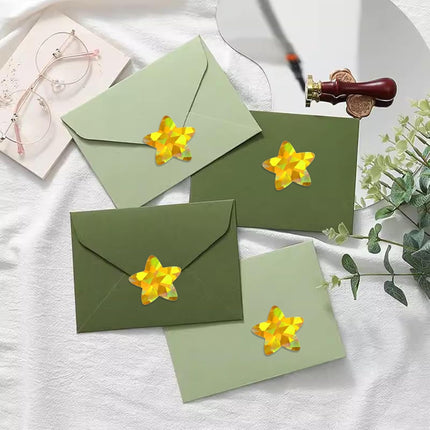 Holographic Gold Star Stickers for Kids Reward - 500Pcs 1.5Inch Shiny Self-Adhesive Metallic Glitter Foil Stickers for DIY, Homework, School, Classroom, Teacher Supply.