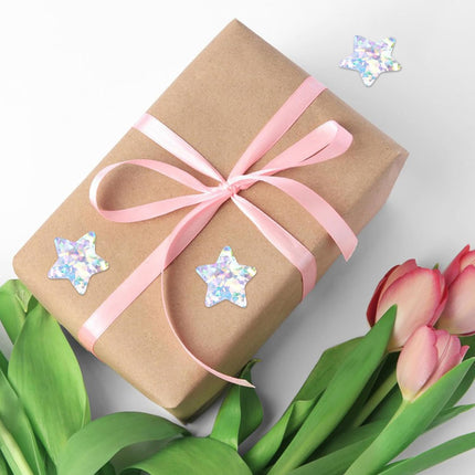Holographic Silver Star Stickers for Kids Reward - 500Pcs 1.5Inch Shiny Self-Adhesive Metallic Glitter Foil Stickers for DIY Homework School Classroom Teacher.