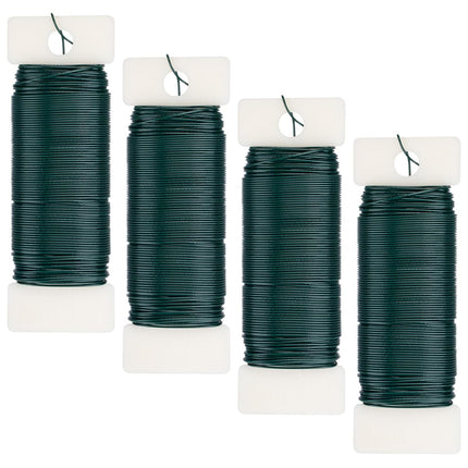 4 Pack Floral Wire, 131 Yards Paddle Wire 22 Gauge Florist Wire Green for Wreath Wire Making Craft, Floral Flower Arrangements and DIY Crafts, Garland.