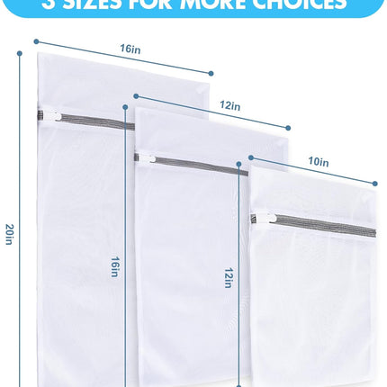 Mesh Laundry Bags for Delicates, 3 Pack Laundry Bags Mesh Wash Bags in 3 Sizes(1 Large, 1 Medium, 1 Small), Durable and Gentle Lingerie Bags for Washing Delicates, Garment Bag for Washing Machine.