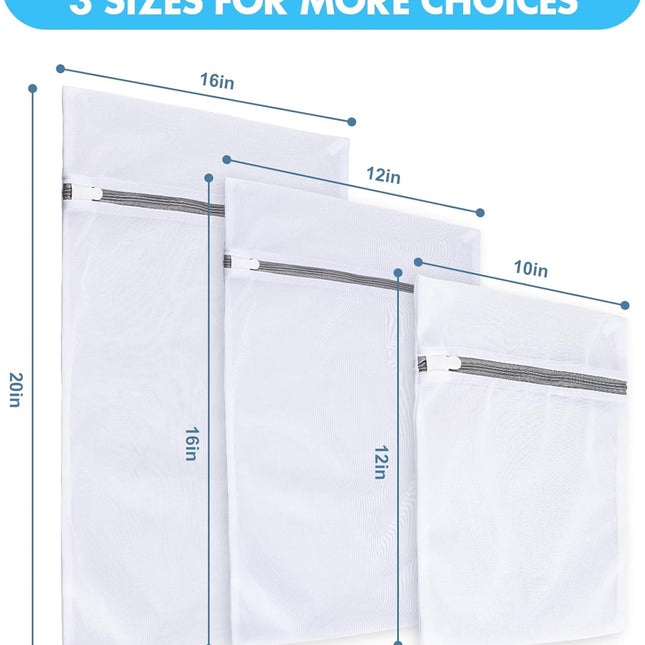 Mesh Laundry Bags for Delicates, 3 Pack Laundry Bags Mesh Wash Bags in 3 Sizes(1 Large, 1 Medium, 1 Small), Durable and Gentle Lingerie Bags for Washing Delicates, Garment Bag for Washing Machine.