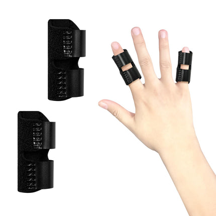 2 PCS Small Finger Splint, Adjustable Trigger Finger Splint, Straightener for Broken Strained Arthritis for Pinky, Index Splints for Teenagers and Women (Black).