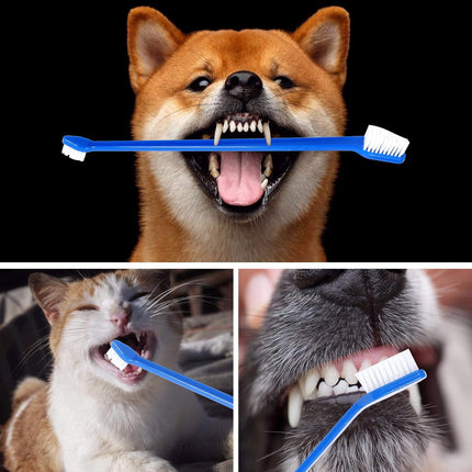 Petluno Dog Toothbrush Set of 8 - Dual Headed, Dental Hygiene Convenient Soft to Clean pet Teeth, Tooth Brushes for Small Large Dogs, Cats, and Most Pets, Teeth Brush in Bulk.