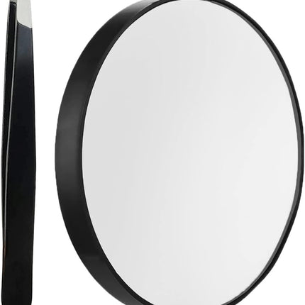 Petluno 10X Magnifying Makeup Mirror, Round Mirror 2 Suction Cups Facial Cosmetic Absorption Shaving Home Travel Essential(Diameter 3.46 inches)  3.5"L x 3.5"W.