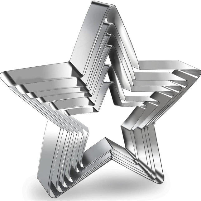 6 Pieces Star Cookie Cutters Set - Stainless Steel Five-Pointed Shaped Cutter, Biscuit Molds, Fondant Cake Cheese Pastry Mold Bakeware Tools Christmas Gifts (Assorted Sizes).