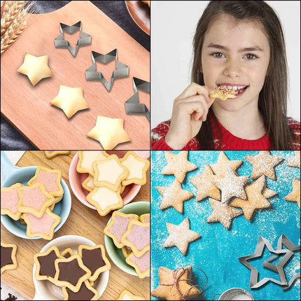 6 Pieces Star Cookie Cutters Set - Stainless Steel Five-Pointed Shaped Cutter, Biscuit Molds, Fondant Cake Cheese Pastry Mold Bakeware Tools Christmas Gifts (Assorted Sizes).