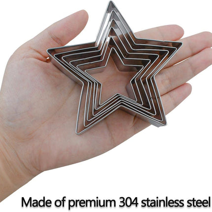 6 Pieces Star Cookie Cutters Set - Stainless Steel Five-Pointed Shaped Cutter, Biscuit Molds, Fondant Cake Cheese Pastry Mold Bakeware Tools Christmas Gifts (Assorted Sizes).
