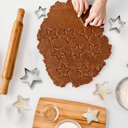 6 Pieces Star Cookie Cutters Set - Stainless Steel Five-Pointed Shaped Cutter, Biscuit Molds, Fondant Cake Cheese Pastry Mold Bakeware Tools Christmas Gifts (Assorted Sizes).