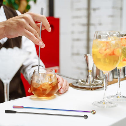 Coffee Stick Stainless Steel Swizzle Reusable Metal Stir Sticks Cocktail Drink Stirrer Spoon Beverage Stirrers with Small Rectangular Paddles Stirring Bar Set(7.73inch long).