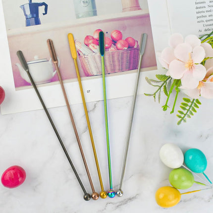 Coffee Stick Stainless Steel Swizzle Reusable Metal Stir Sticks Cocktail Drink Stirrer Spoon Beverage Stirrers with Small Rectangular Paddles Stirring Bar Set(7.73inch long).