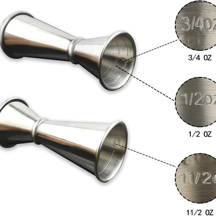 304 Stainless Steel Cocktail Double Jigger Japanese Style Measuring Oz Cup Bar Tool Shot for Bartending Bartender Jiggers Ounce Measurements Alcohol Drink Markings Perfect Party Silver Kitchen Tools.