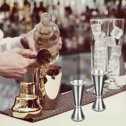 304 Stainless Steel Cocktail Double Jigger Japanese Style Measuring Oz Cup Bar Tool Shot for Bartending Bartender Jiggers Ounce Measurements Alcohol Drink Markings Perfect Party Silver Kitchen Tools.