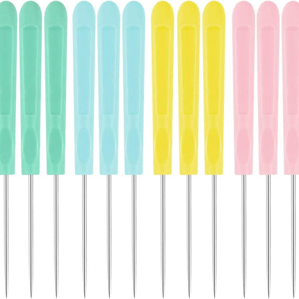 Cookie Decorating Scribe Supplies Icing Tool for Cake DIY Craft Leather Awl Sewing Stainless Steel Fondant Sugar Stir Needle Biscuit Pin Kit with Handle Baking Tool(12 Pieces.