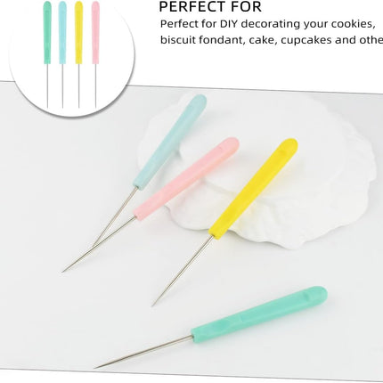 Cookie Decorating Scribe Supplies Icing Tool for Cake DIY Craft Leather Awl Sewing Stainless Steel Fondant Sugar Stir Needle Biscuit Pin Kit with Handle Baking Tool(12 Pieces.