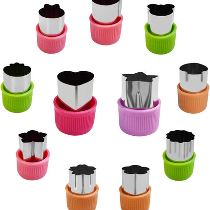 11Pcs Vegetable Cutter Shapes Set Mini Cookie & Fruit Pie Stamps Mold Stainless Steel Cutters Food for Kids Baking and Supplement Tools Accessories Christmas Gift.