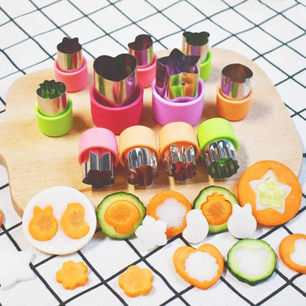 11Pcs Vegetable Cutter Shapes Set Mini Cookie & Fruit Pie Stamps Mold Stainless Steel Cutters Food for Kids Baking and Supplement Tools Accessories Christmas Gift.
