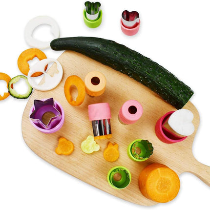 11Pcs Vegetable Cutter Shapes Set Mini Cookie & Fruit Pie Stamps Mold Stainless Steel Cutters Food for Kids Baking and Supplement Tools Accessories Christmas Gift.