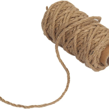 Strong Natural Jute Twine, 4mm Thick 66 Feet Long Jute String Rope Roll for Garden, Arts & Crafts, Home Decor, Packaging.