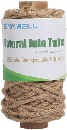 Strong Natural Jute Twine, 4mm Thick 66 Feet Long Jute String Rope Roll for Garden, Arts & Crafts, Home Decor, Packaging.