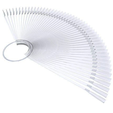 2 Set 100 Tips Clear Nail Art Swatches Sticks Polish Board Display Practice Tool Transparent Fan-shaped False with Metal Screw Ring Plastic Christmas Gift.