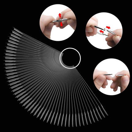 2 Set 100 Tips Clear Nail Art Swatches Sticks Polish Board Display Practice Tool Transparent Fan-shaped False with Metal Screw Ring Plastic Christmas Gift.