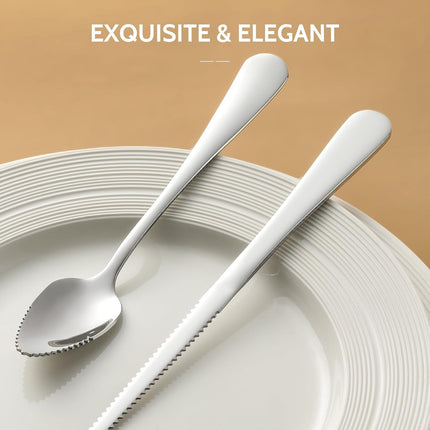 4-piece Grapefruit Spoons and Grapefruit Knife, 18/8 Stainless Steel.