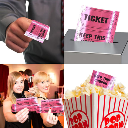 ceiba tree 1000 Raffle Tickets Double Roll Metallic Pink Foil Ticket for Events Carnivals Entry Class Reward Prizes Pink Party Supplies.
