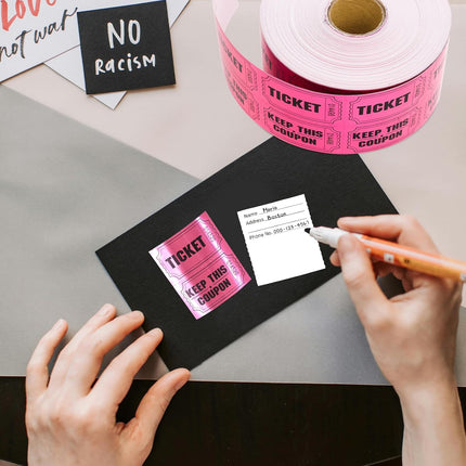 ceiba tree 1000 Raffle Tickets Double Roll Metallic Pink Foil Ticket for Events Carnivals Entry Class Reward Prizes Pink Party Supplies.