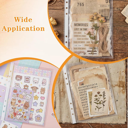 20 Sheets Clear Binder Sleeves - A5 6 Ring Binder Pocket Sheets Protectors, Double Sided Pet Clear Page Protectors for Cards Photocards Postcards Pictures Stickers Cash Organizer.
