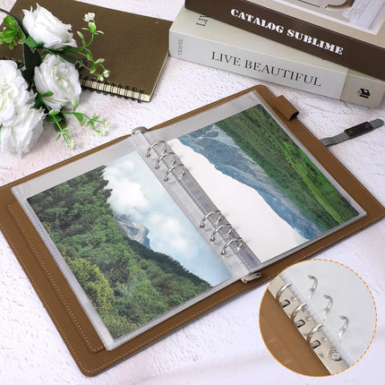 20 Sheets Clear Binder Sleeves - A5 6 Ring Binder Pocket Sheets Protectors, Double Sided Pet Clear Page Protectors for Cards Photocards Postcards Pictures Stickers Cash Organizer.