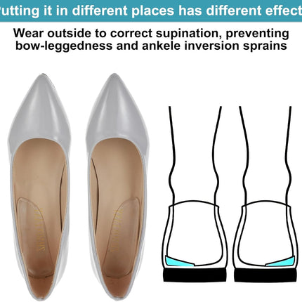 5 Pairs Medial & Lateral Heel Wedge Silicone Insoles, Corrective Adhesive Shoe Inserts for Foot Alignment Knock Knee Pain Bow Legs Osteoarthritis for Men Women.